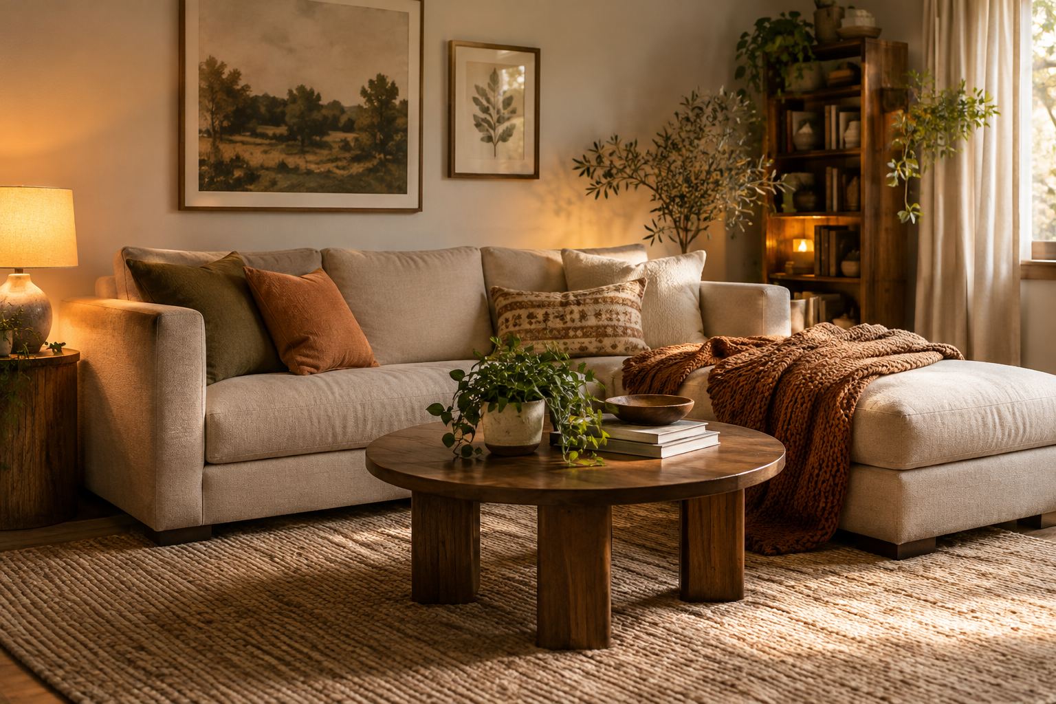 A cozy Sugar Land living room, illustrative